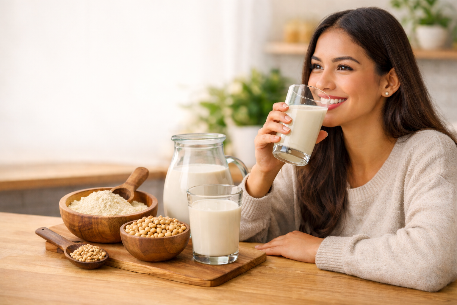 Beneficios de la leche de soya alternativa vegetal saludable